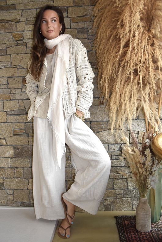 Trivento Patchwork Crochet Jacket White